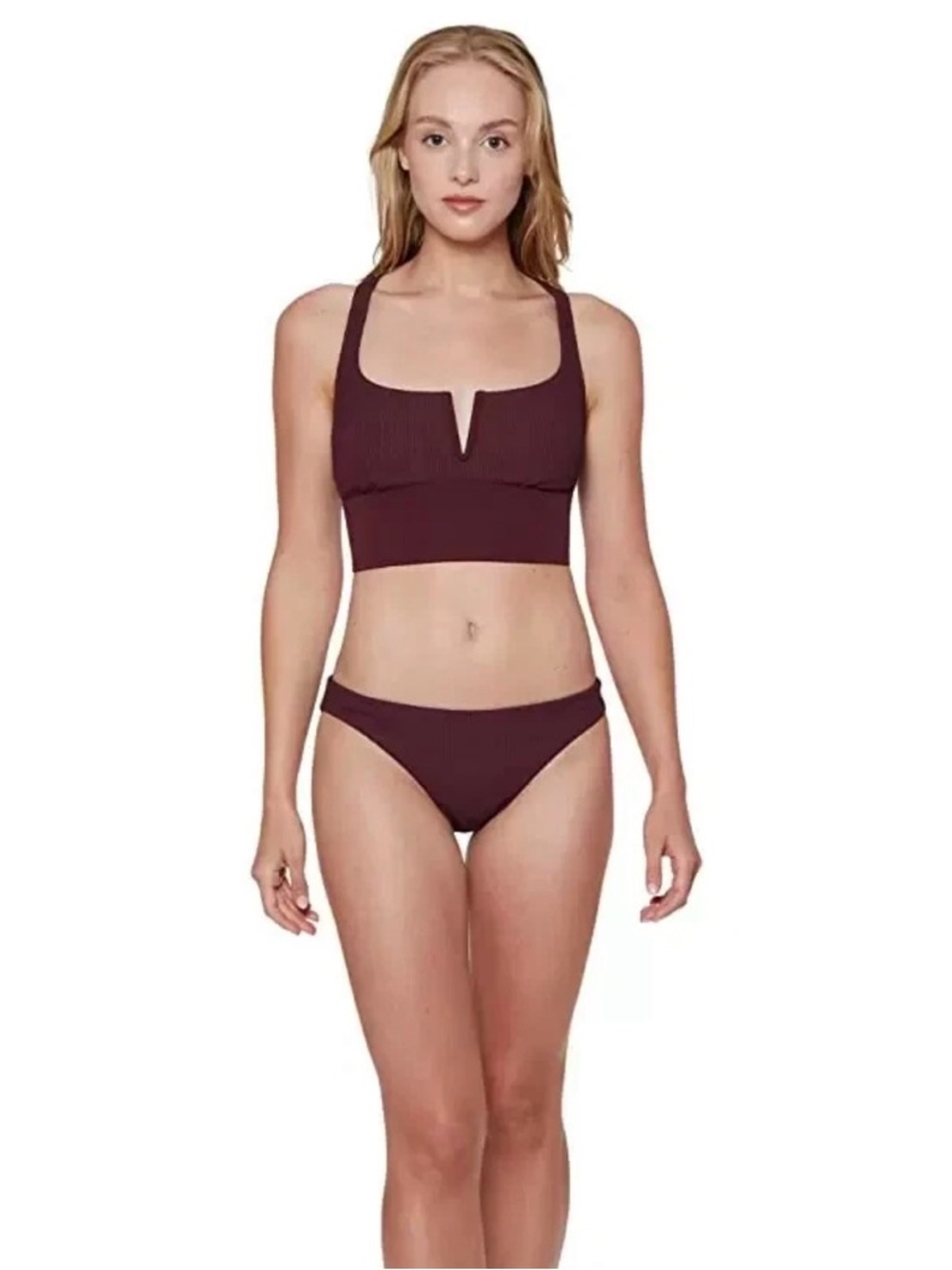 Sanctuary Women’s Retrograde Sandbar Solids V-Wire Crop Swim Top NWT - Size XS